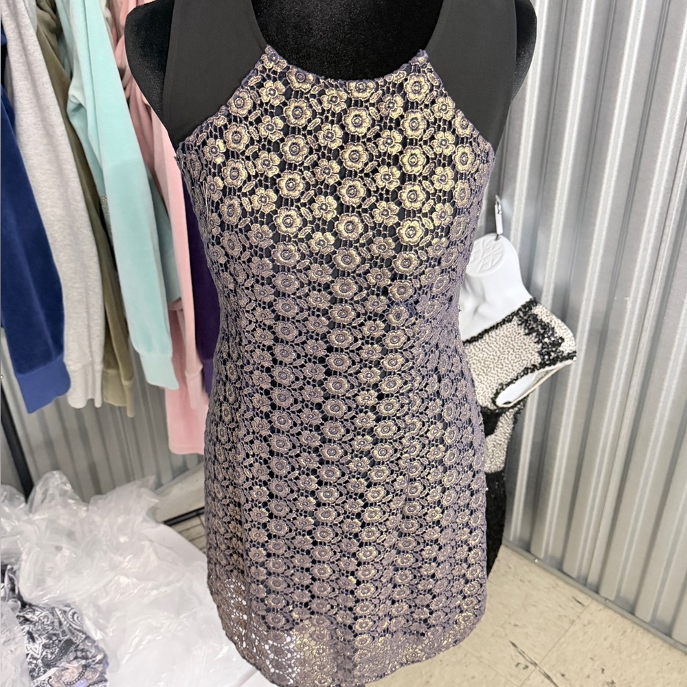 Juicy Couture Black and Gold Mini Dress